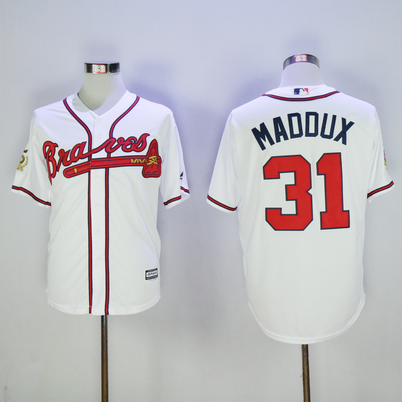 2017 MLB Atlanta Braves #31 Maddux White Game 75th Throwback Jerseys